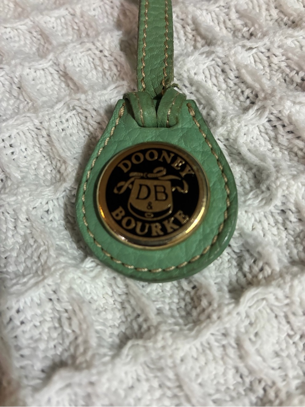 Dooney & Bourke Mint Green Leather Charm with Gold Logo Disc